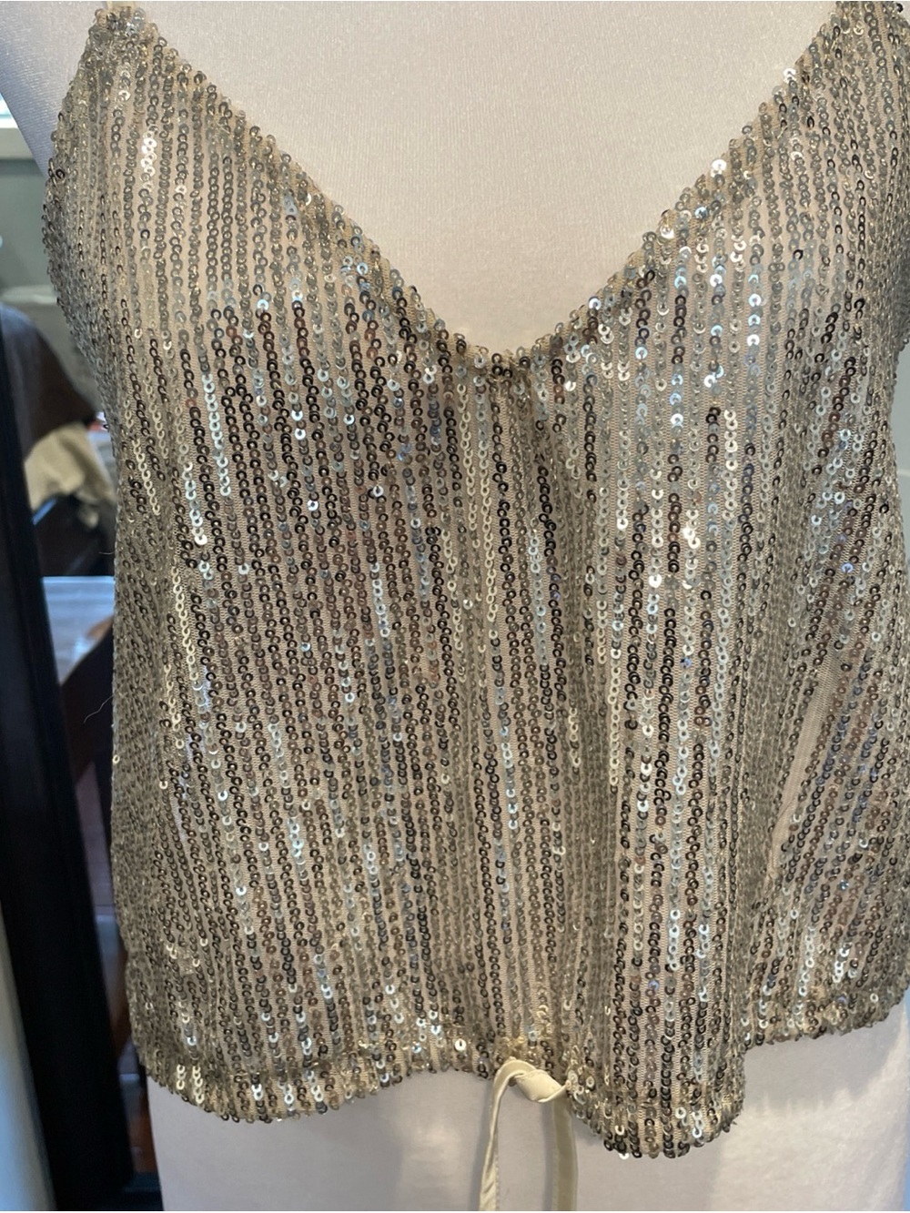 Zara Sequin Cami Tank Top (Med) Silver with tags but flaw. - Picture 5 of 9